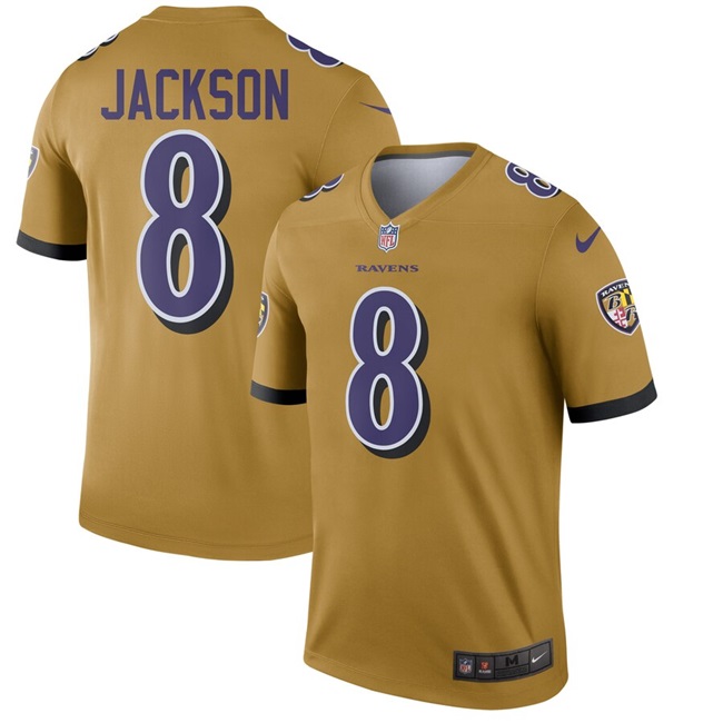 Men's Baltimore Ravens Active Player Custom Gold Inverted Legend Football Jersey